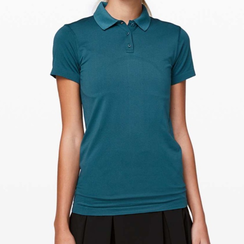 Lululemon Swiftly Polo Sz 8 Bermuda Teal Run Shirt